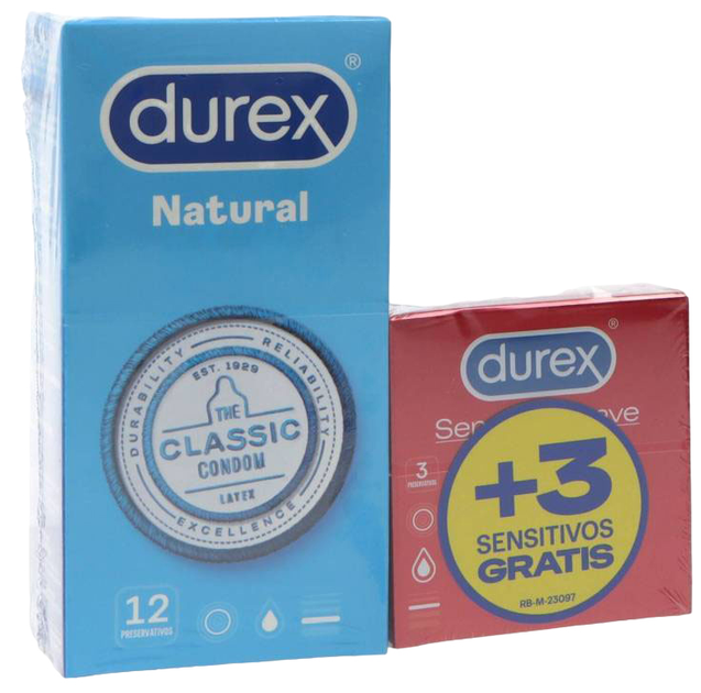 Презервативи Durex Love Sex Natural Plus 12 шт Sensitive 3 шт