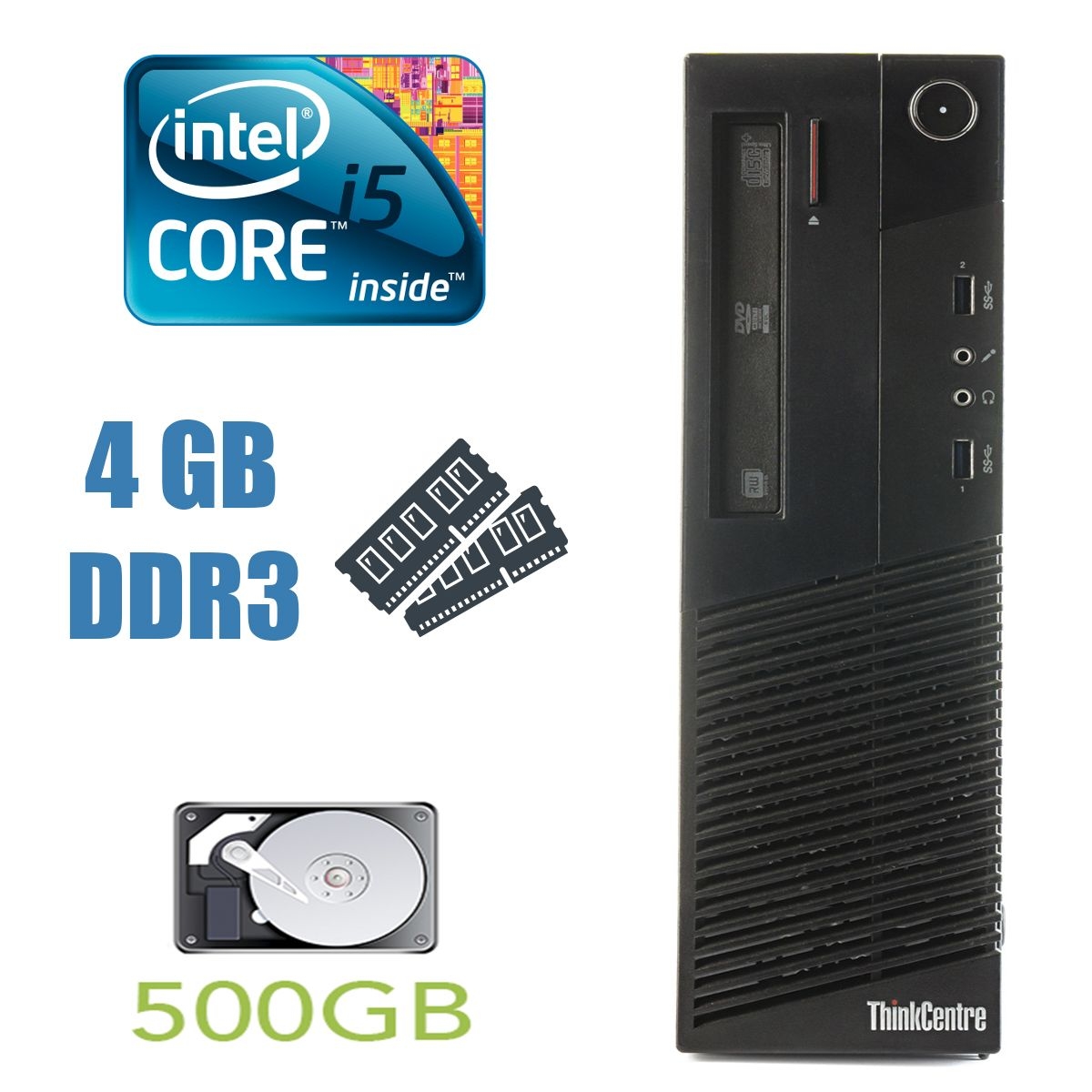 Б/у Lenovo ThinkCentre M93p Desktop / Intel Core i5-4570 (4 ядра по 3.2-3.6 GHz) / 4GB DDR3 / 500GB HDD / USB 3.0
Б/у Lenovo ThinkCentre M93p Desktop / Intel Core i5-4570 (4 ядра по 3.2-3.6 GHz) / 4GB DDR3 / 500GB HDD / USB 3.0