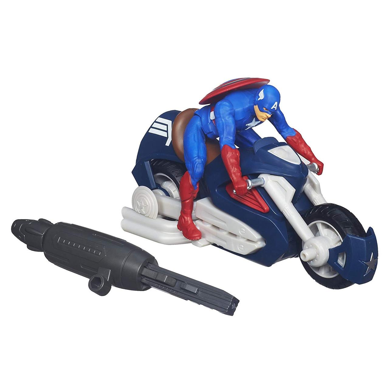 Игровой набор 2в1 Капитан Америка на мотоцикле с пусковым механизмом, 15 см - Captain America Blast-n-Go Hasbro
Игровой набор 2в1 Капитан Америка на мотоцикле с пусковым механизмом, 15 см - Captain America Blast-n-Go Hasbro