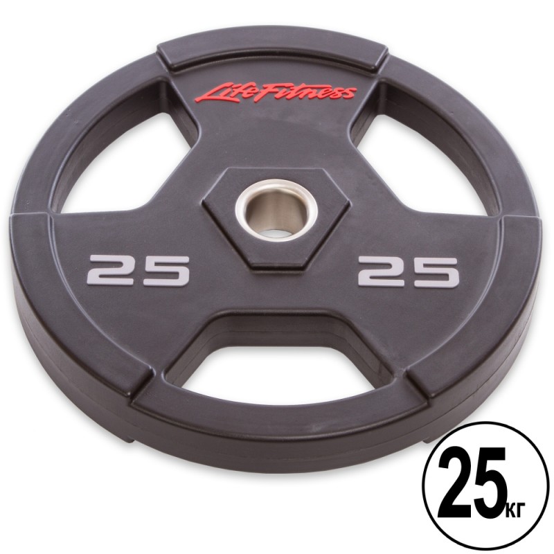 Диск полиуретановый Life Fitness с хватом и металлической втулкой 25кг (d-51мм), код: SC-80154-25-S52
Диск полиуретановый Life Fitness с хватом и металлической втулкой 25кг (d-51мм), код: SC-80154-25-S52