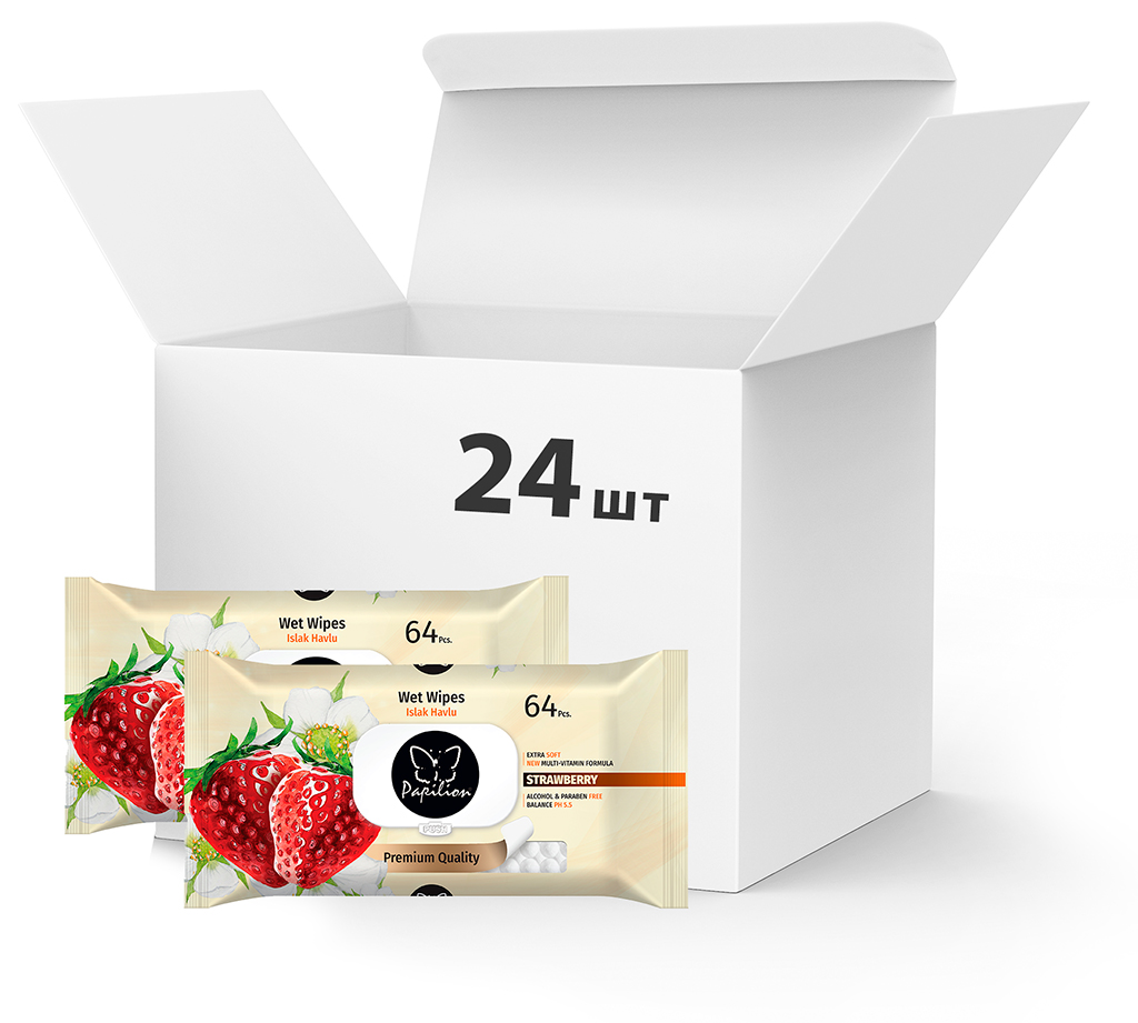 Упаковка влажных салфеток Papilion Клубника Premium Quality с пластиковой крышкой 24 x 64 шт (8692857015904)
Упаковка влажных салфеток Papilion Клубника Premium Quality с пластиковой крышкой 24 x 64 шт (8692857015904)