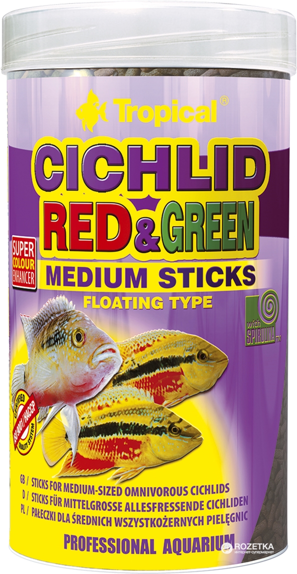 Корм Tropical Cichlid Red&Green Medium Sticks для аквариумных рыб в палочках 250 мл (5900469637241)
Корм Tropical Cichlid Red&Green Medium Sticks для аквариумных рыб в палочках 250 мл (5900469637241)