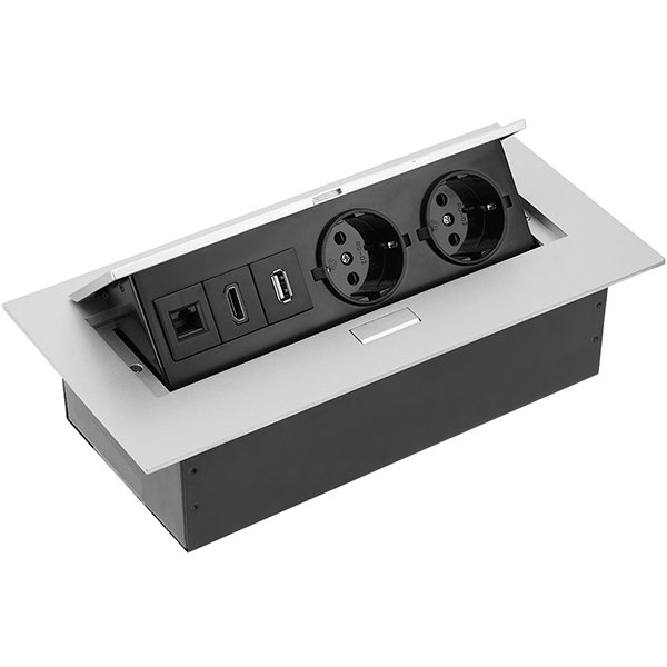 Встраиваемый поворотный розеточный блок GTV на 2 розетки + HDMI + USB + RJ-45 Schuco алюминий
Встраиваемый поворотный розеточный блок GTV на 2 розетки + HDMI + USB + RJ-45 Schuco алюминий