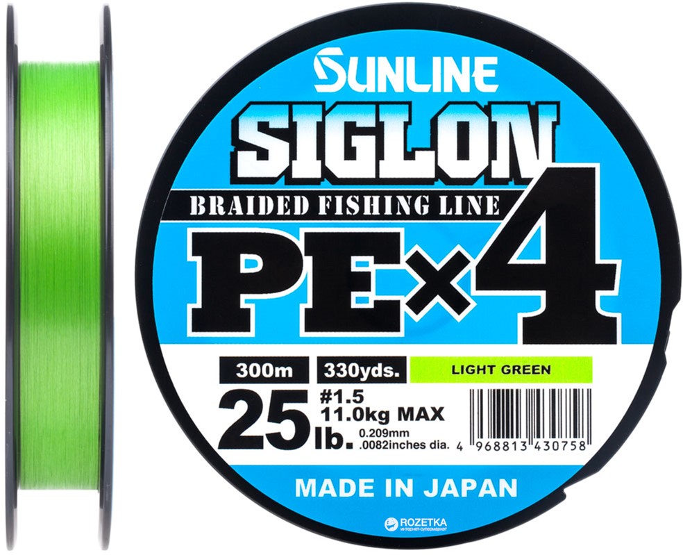 Шнур Sunline Siglon PE х4 300 м # 1.5/0.209 мм 11 кг Салатовый (16580941) 
Шнур Sunline Siglon PE х4 300 м # 1.5/0.209 мм 11 кг Салатовый (16580941)