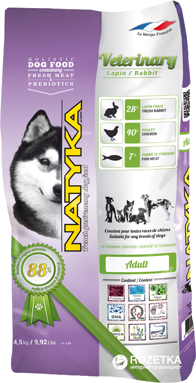 Полувлажный корм для собак Natyka Veterinary Rabbit Adult 4.5 кг (3760240680048)
Полувлажный корм для собак Natyka Veterinary Rabbit Adult 4.5 кг (3760240680048)