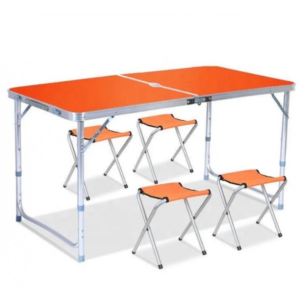 Стол для пикника раскладной с регулировкой по высоте Folding Table 120 х 60 х 55-70 с 4 стульями Оранжевый
Стол для пикника раскладной с регулировкой по высоте Folding Table 120 х 60 х 55-70 с 4 стульями Оранжевый