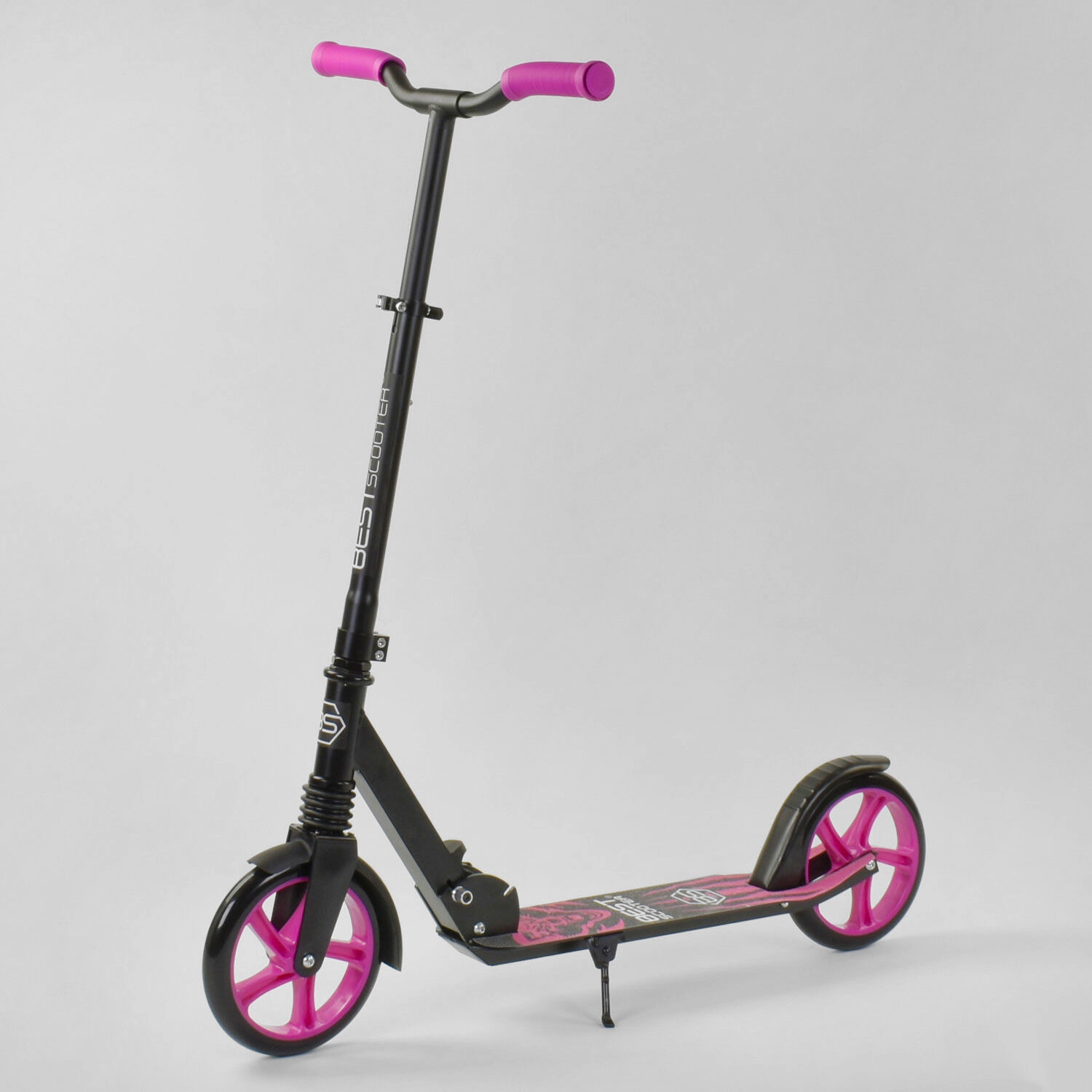 Двухколесный самокат Best Scooter "WOLF" 37098 складной с амортизатором. Черный с розовым
Двухколесный самокат Best Scooter "WOLF" 37098 складной с амортизатором. Черный с розовым