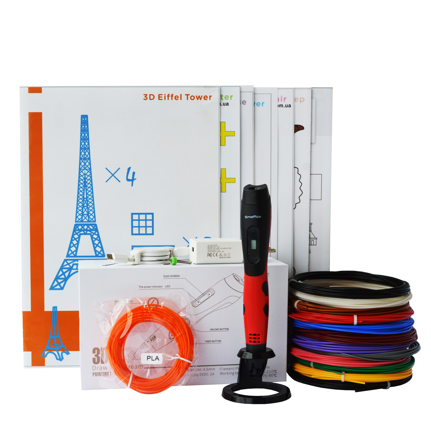 3D-ручка Air Pen Smaffox PLAY Red с Набором ABS Пластика 160 метров (16 цветов) и Набор трафаретов
3D-ручка Air Pen Smaffox PLAY Red с Набором ABS Пластика 160 метров (16 цветов) и Набор трафаретов