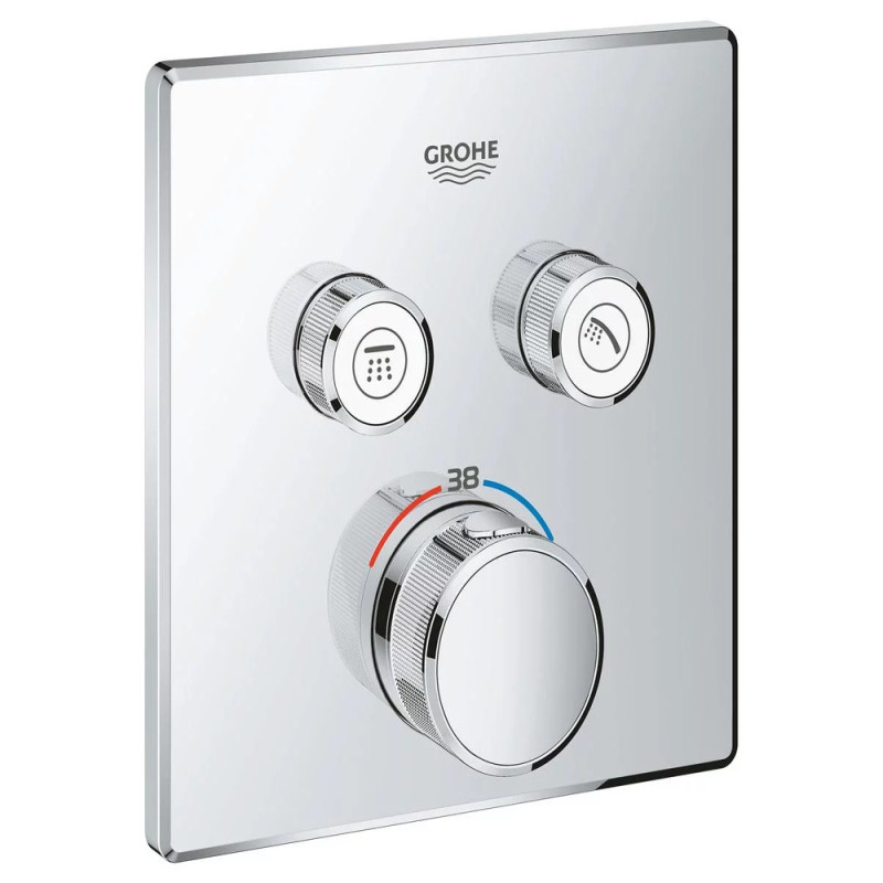 Внешняя часть термостатического смесителя для душа Grohe Grohtherm SmartControl 29124000 на два потребителя
Внешняя часть термостатического смесителя для душа Grohe Grohtherm SmartControl 29124000 на два потребителя