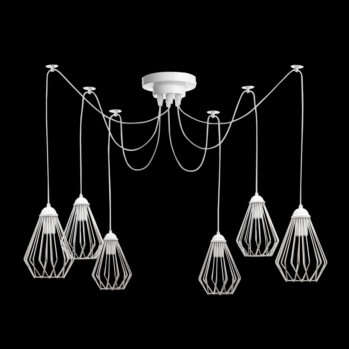Светильник потолочный подвесной 100lamp Loft Е-27 металл, белый, 7 плафонов (NL 05371/7W spider)
Светильник потолочный подвесной 100lamp Loft Е-27 металл, белый, 7 плафонов (NL 05371/7W spider)