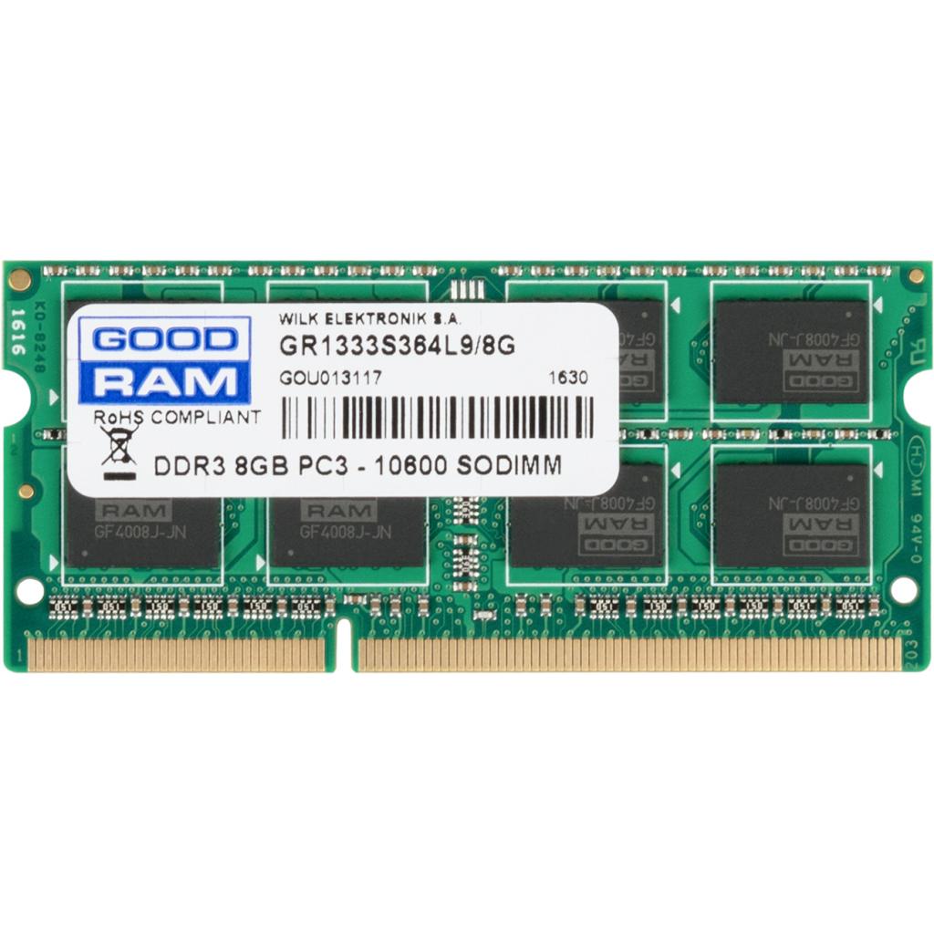 Модуль памяти для ноутбука SoDIMM DDR3 8GB 1333 MHz GOODRAM (GR1333S364L9/8G)
Модуль памяти для ноутбука SoDIMM DDR3 8GB 1333 MHz GOODRAM (GR1333S364L9/8G)