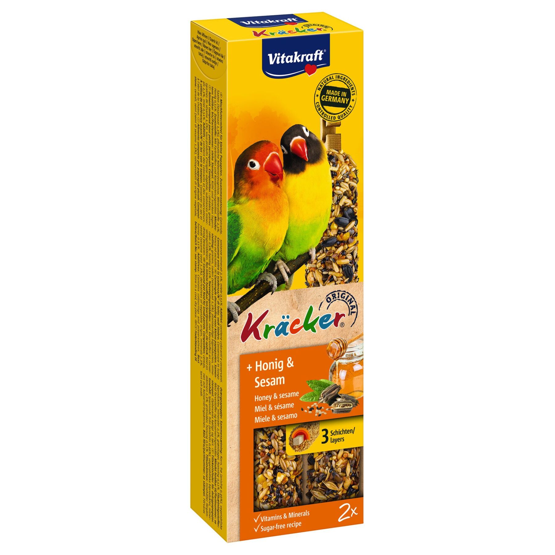 Повседневные лакомства для средних африканских попугаев Vitakraft «Kracker Original + Honey & Sesame» 180 г / 2 шт. (мёд и кунжут)
Повседневные лакомства для средних африканских попугаев Vitakraft «Kracker Original + Honey & Sesame» 180 г / 2 шт. (мёд и кунжут)