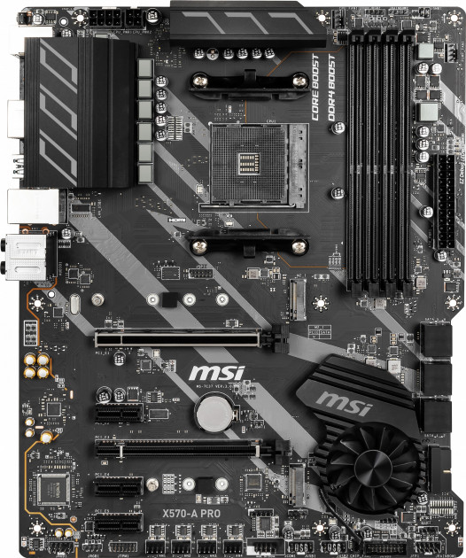 Мат. плата MB MSI X570-A PRO (X570/sAM4/4xDDR4 4400(OC)/2xPCIе x16/3xPCIе x1/2x M.2 ports/6xSATA3/RAID 0,1,10/GLan/HDMI, 1xUSB3.2 Type-C, 5xUSB3.2, 2xUSB2.0/Audio 7.1Ch/ATX)
Мат. плата MB MSI X570-A PRO (X570/sAM4/4xDDR4 4400(OC)/2xPCIе x16/3xPCIе x1/2x M.2 ports/6xSATA3/RAID 0,1,10/GLan/HDMI, 1xUSB3.2 Type-C, 5xUSB3.2, 2xUSB2.0/Audio 7.1Ch/ATX)