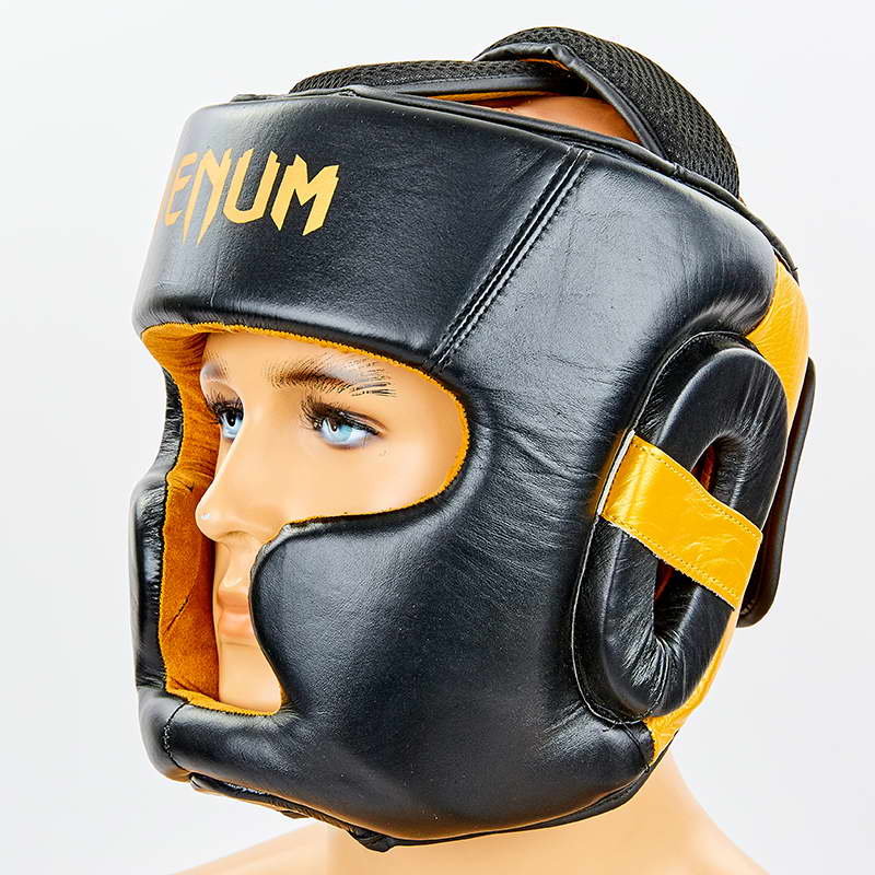 Шлем боксерский с полной защитой кожаный VENUM ELITE VL-8312-BK черный-золотой Размер M
Шлем боксерский с полной защитой кожаный VENUM ELITE VL-8312-BK черный-золотой Размер M