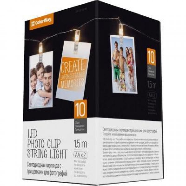 Украшение декоративное ColorWay 10 LED, 1.5м, гирлянда с прищепками (CW-LCP-10L15B)
Украшение декоративное ColorWay 10 LED, 1.5м, гирлянда с прищепками (CW-LCP-10L15B)