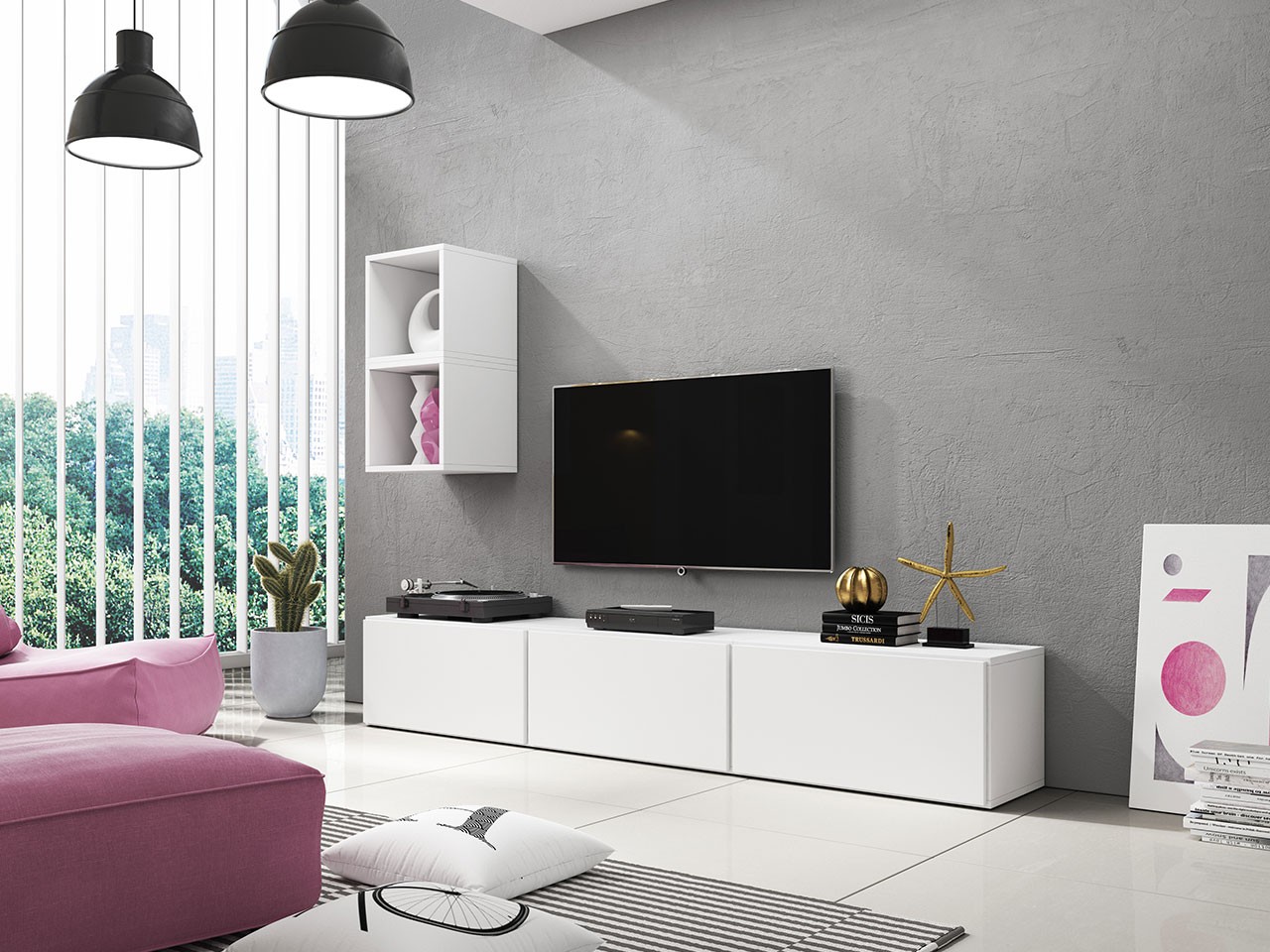 Гостиная стенка комплект из ламинированной ДСП Roco 7 Белый Сama Польша без подсветки 
Гостиная стенка комплект из ламинированной ДСП Roco 7 Белый Сama Польша без подсветки