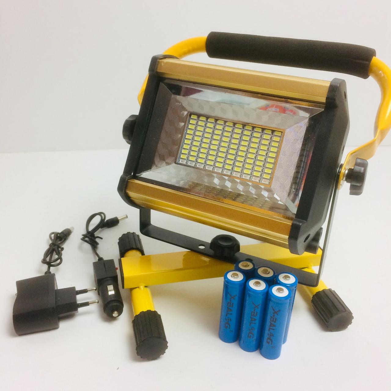 Прожектор фонарь LED 100 W светодиодный от сети и от аккумуляторных батарей IP 65 строительный + 6 аккумуляторов 18650, Жёлтый
Прожектор фонарь LED 100 W светодиодный от сети и от аккумуляторных батарей IP 65 строительный + 6 аккумуляторов 18650, Жёлтый