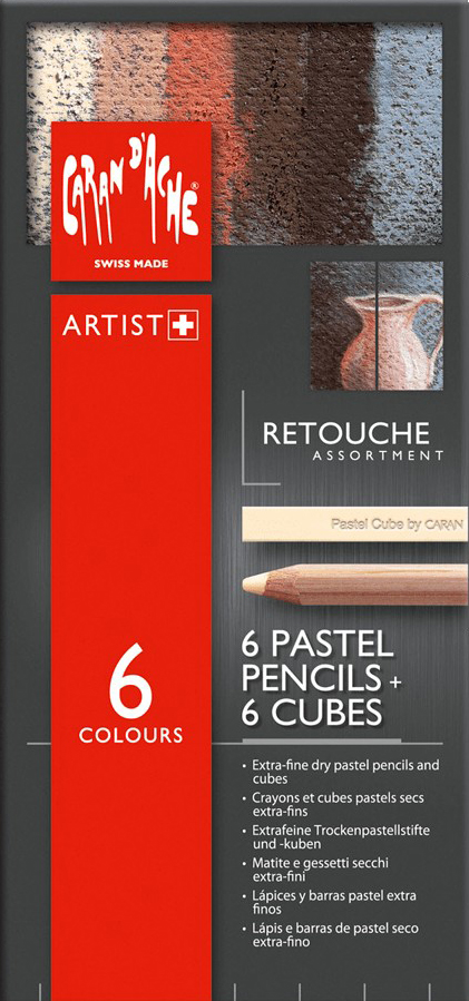 Набор Retouche Caran d'Ache картонный бокс 6 пастельных сухих карандашей + 6 пастельных кубов (7630002315296)
Набор Retouche Caran d'Ache картонный бокс 6 пастельных сухих карандашей + 6 пастельных кубов (7630002315296)