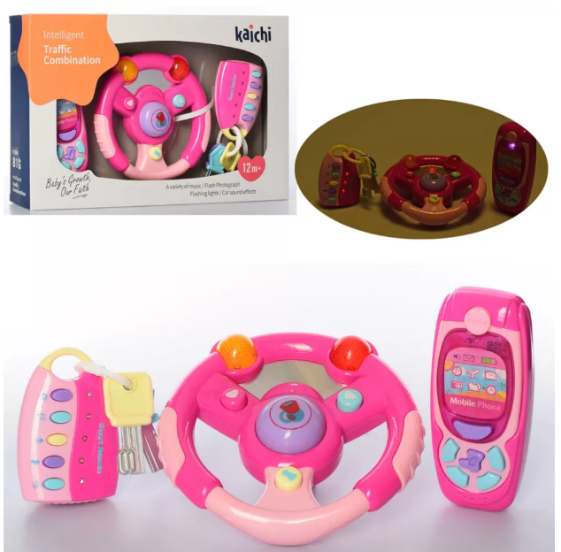 Игровой набор A-Toys K999-81B/G музыкальный руль, брелок, ключи, телефона с проектором и световыми эффектами *розовый*
Игровой набор A-Toys K999-81B/G музыкальный руль, брелок, ключи, телефона с проектором и световыми эффектами *розовый*