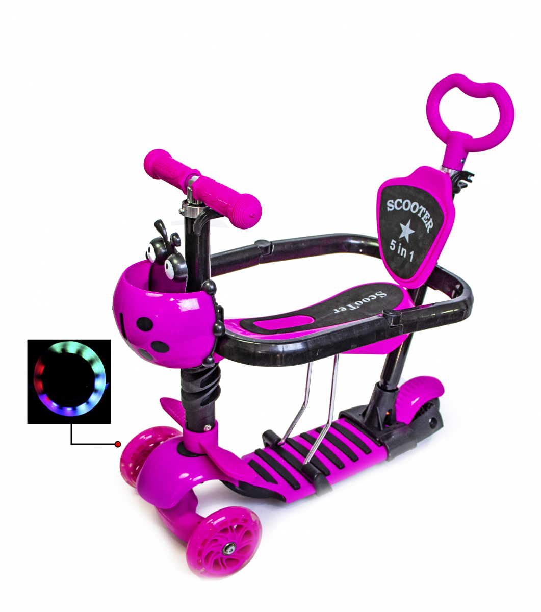 Детский самокат Scooter Божья коровка 5 в 1 Pink с бортиком и родительской ручкой
Детский самокат Scooter Божья коровка 5 в 1 Pink с бортиком и родительской ручкой