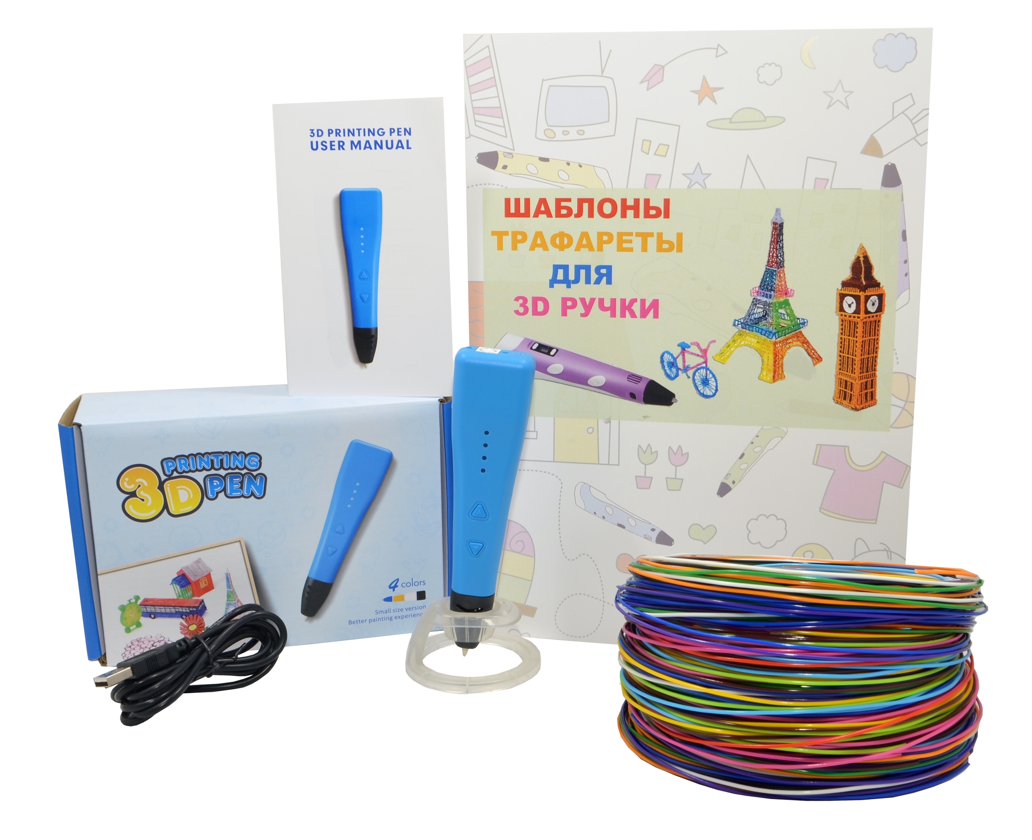 3D Ручка RP500A Jer USB Синяя с Набором Пластика 180 метров (15 цветов) и Трафаретами
3D Ручка RP500A Jer USB Синяя с Набором Пластика 180 метров (15 цветов) и Трафаретами