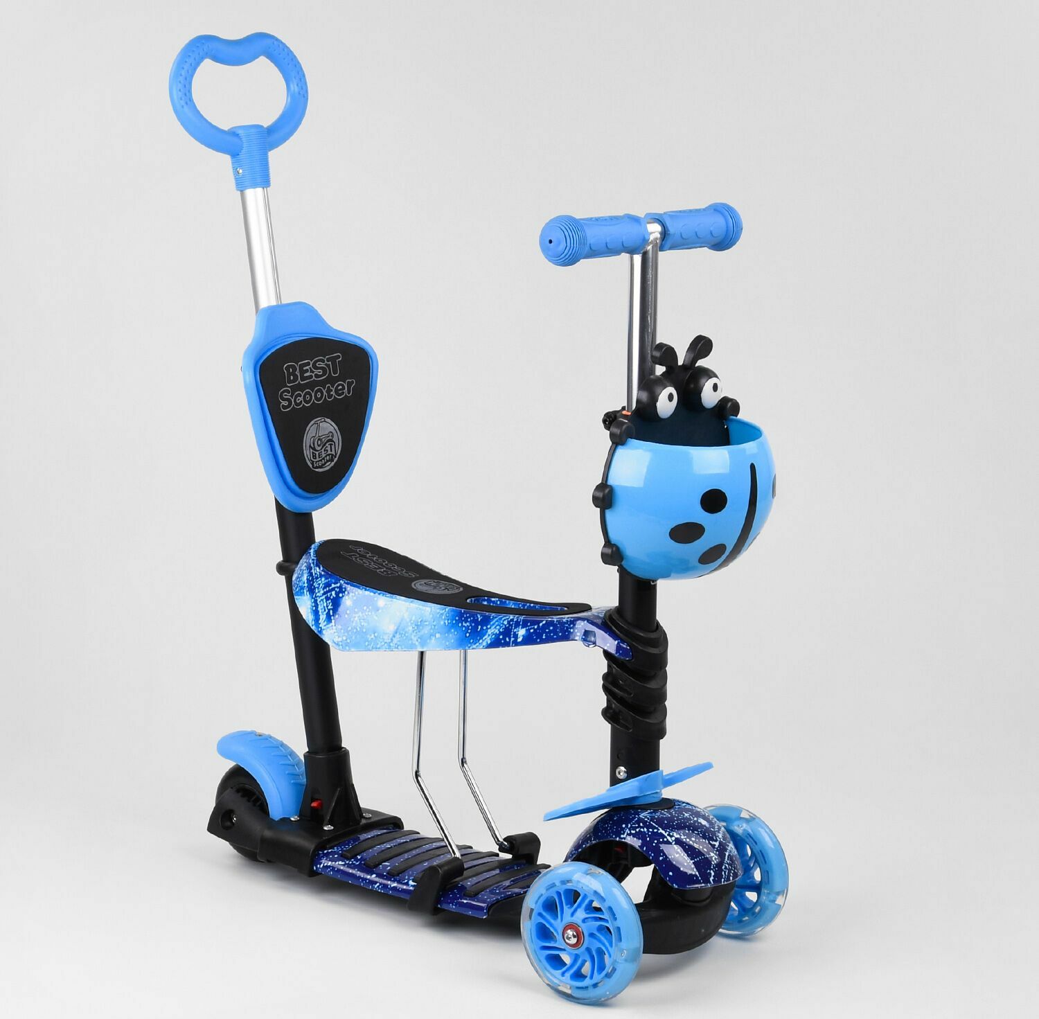 Детский самокат 5 в 1 Best Scooter "Абстракция" 10433, с сиденьем, родительской ручкой, корзиной Синий
Детский самокат 5 в 1 Best Scooter "Абстракция" 10433, с сиденьем, родительской ручкой, корзиной Синий