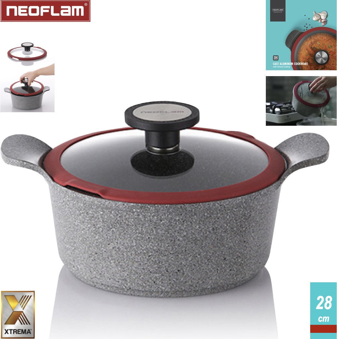 Кастрюля премиум класса Neoflam Premium OT-C28G Литой алюминий с антипригарным покрытием
Кастрюля премиум класса Neoflam Premium OT-C28G Литой алюминий с антипригарным покрытием