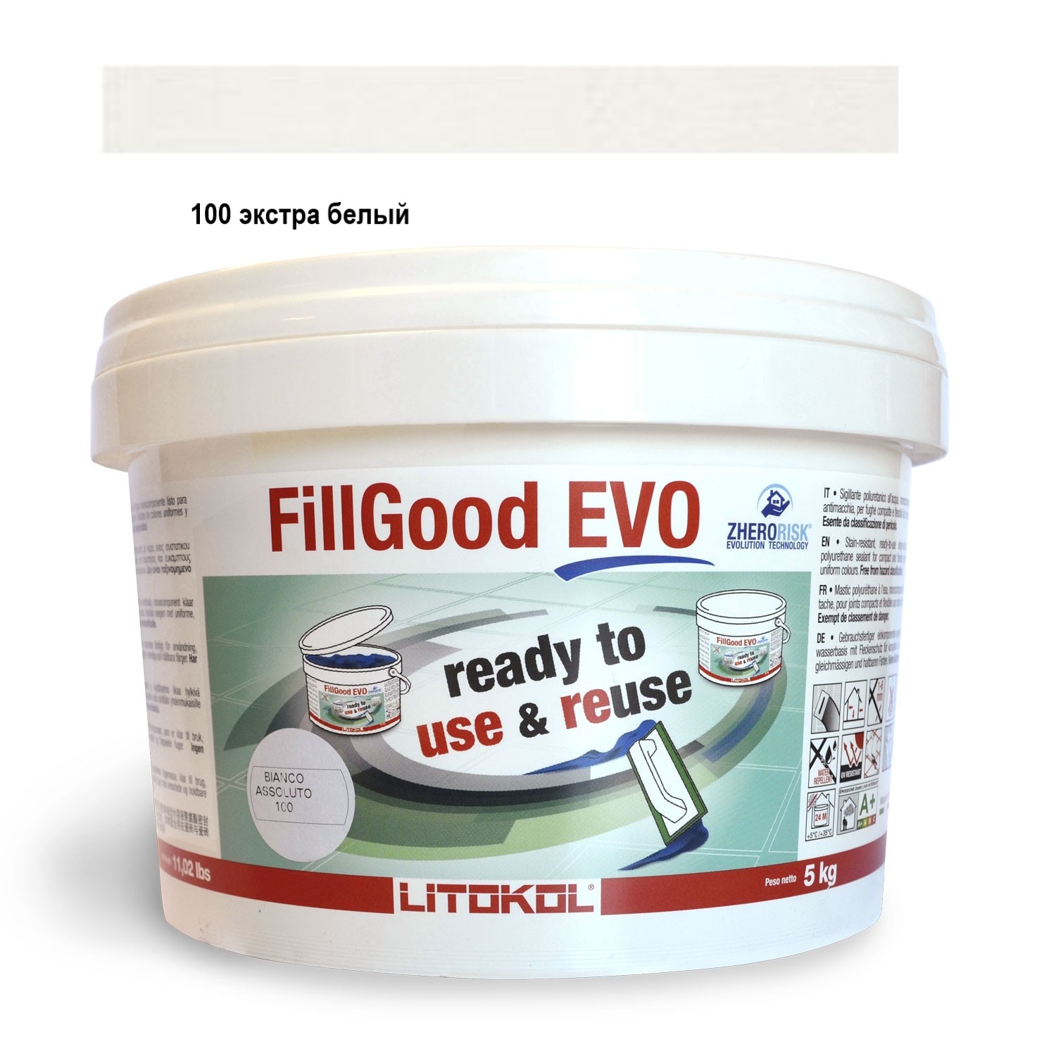Затирочная смесь для затирки швов шириной от 1 до 6 мм Litokol FillGood EVO 100 экстра белый 5 кг
Затирочная смесь для затирки швов шириной от 1 до 6 мм Litokol FillGood EVO 100 экстра белый 5 кг