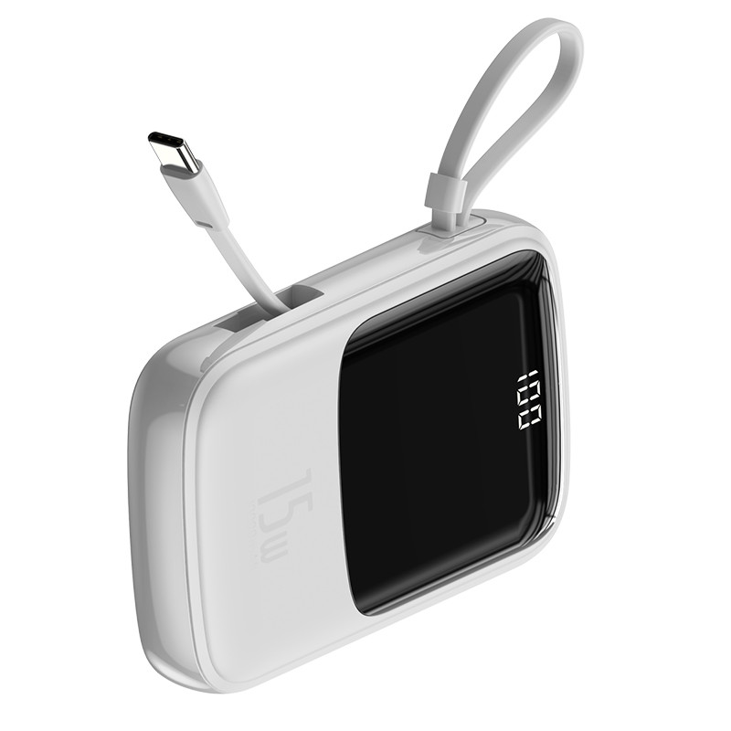Повербанк BASEUS with Type-C cable Qpow Digital Display 10000mAh |2USB/Type-C/Lightning, 3A, 15W| White
Повербанк BASEUS with Type-C cable Qpow Digital Display 10000mAh |2USB/Type-C/Lightning, 3A, 15W| White