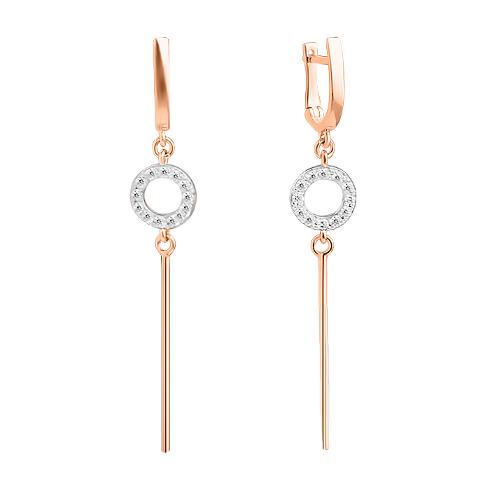 Золотые серьги-подвески в комбинированном цвете с фианитами 000101662
Золотые серьги-подвески в комбинированном цвете с фианитами 000101662