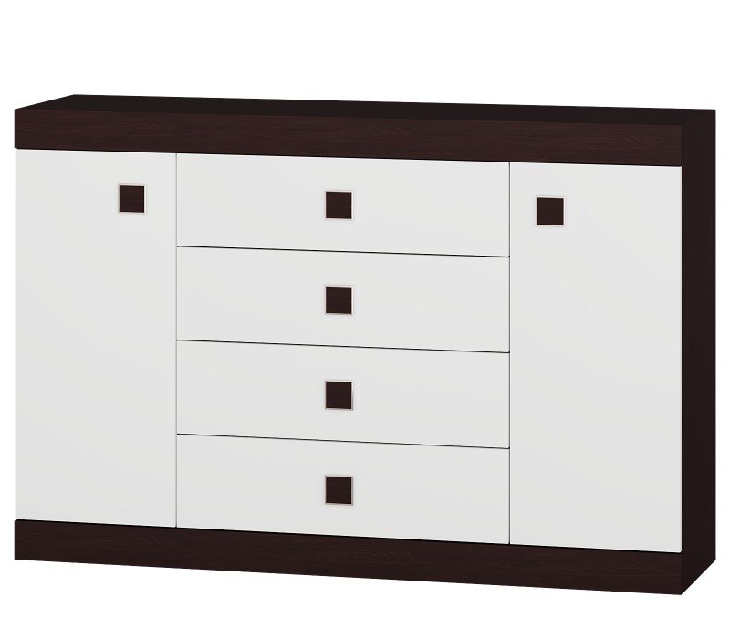 Большой комод на 4 ящика Эверест Соната-8 венге + белый 
Большой комод на 4 ящика Эверест Соната-8 венге + белый