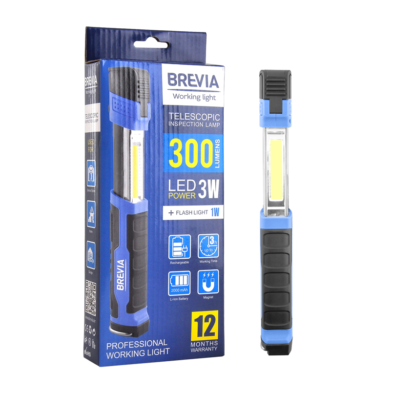Телескопическая инспекционная лампа Brevia LED 3W COB+1W LED 300lm 2000mAh microUSB 11350
Телескопическая инспекционная лампа Brevia LED 3W COB+1W LED 300lm 2000mAh microUSB 11350