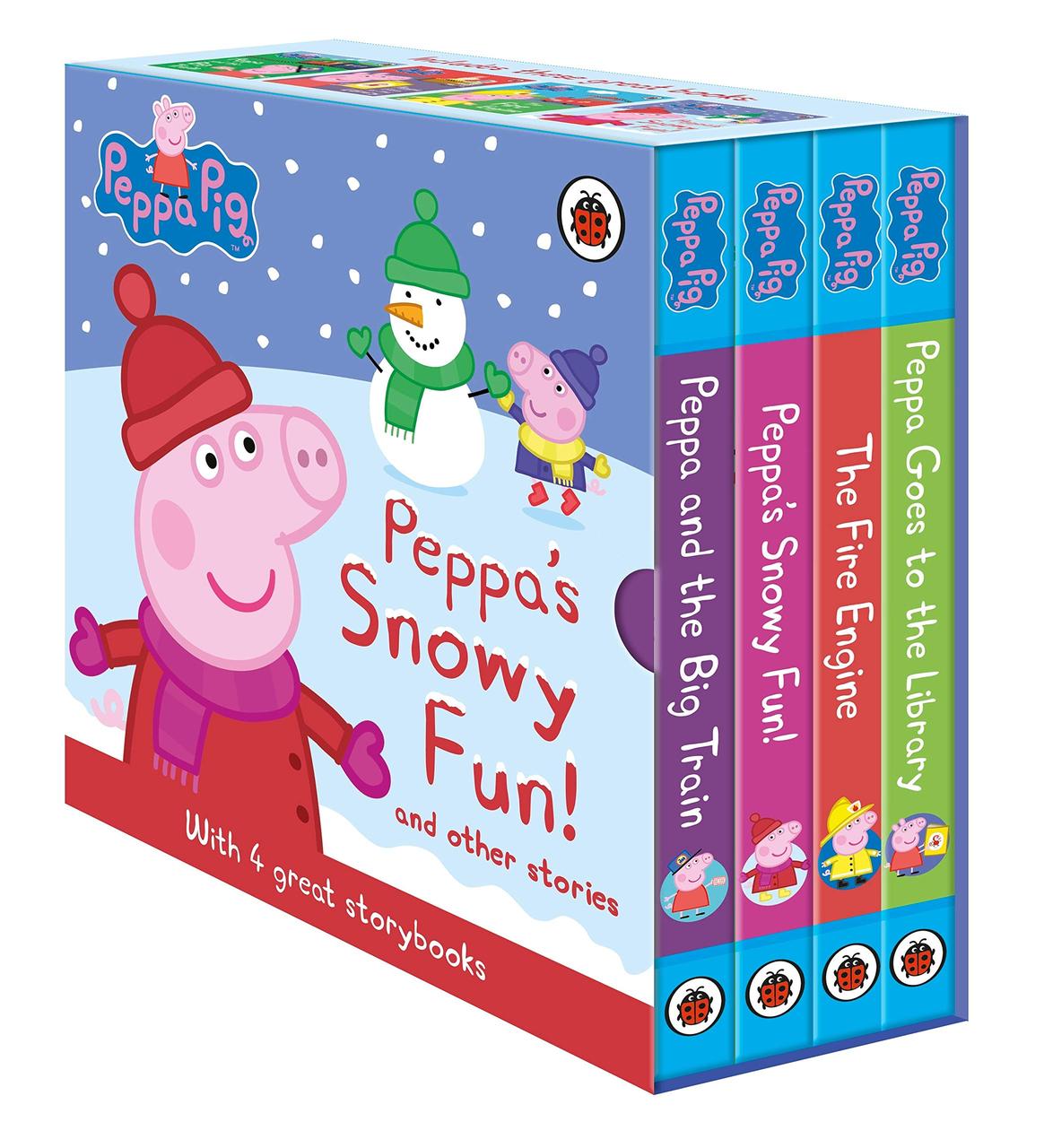 Peppa's Snowy Fun and other stories. Box Set (4-board book slipcase)--(9780241310199)
Peppa's Snowy Fun and other stories. Box Set (4-board book slipcase)--(9780241310199)