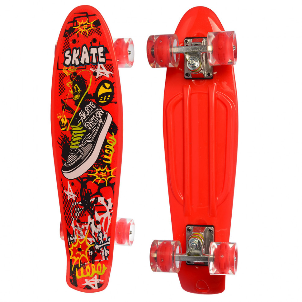 Детский скейтборд Пенни борд Profi Colorful Penny Board Красный с рисунком и светящимися колесами
Детский скейтборд Пенни борд Profi Colorful Penny Board Красный с рисунком и светящимися колесами