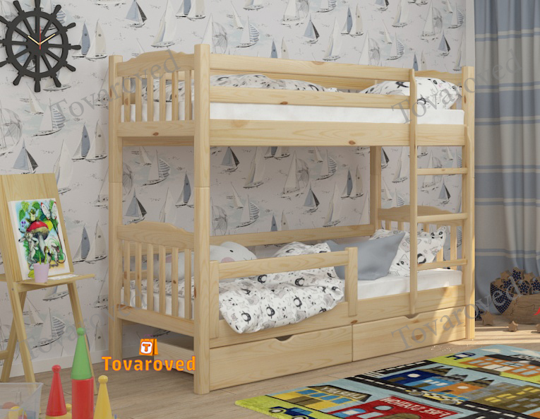 Двухъярусная кровать с Ящиками 90х190 и бортиком защитным внизу Wellmebely Бай-Бай Трансформер сосна Бук Л6
Двухъярусная кровать с Ящиками 90х190 и бортиком защитным внизу Wellmebely Бай-Бай Трансформер сосна Бук Л6
