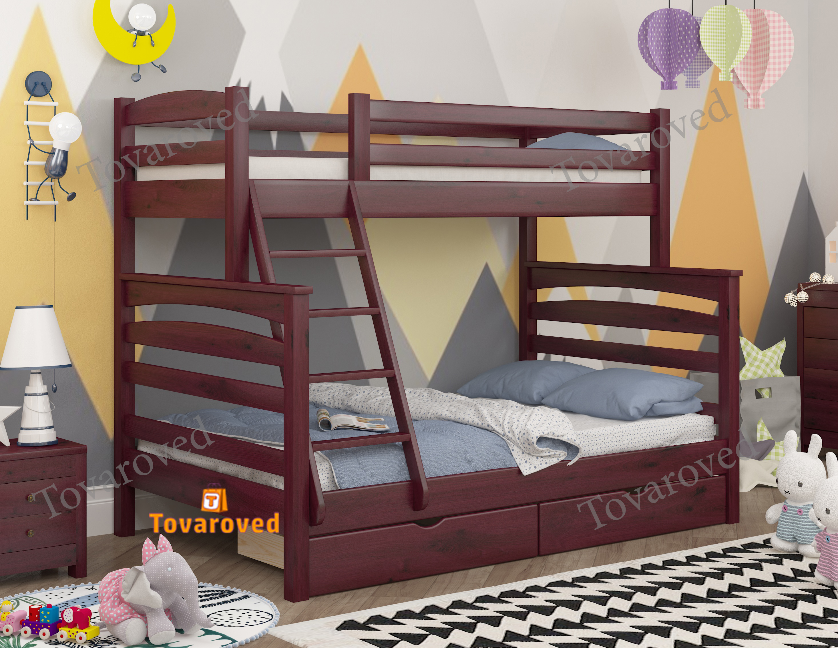 Двухъярусная кровать с Ящиками 80х120х190 Wellmebely Кай Трансформер сосна Махонь Л6
Двухъярусная кровать с Ящиками 80х120х190 Wellmebely Кай Трансформер сосна Махонь Л6