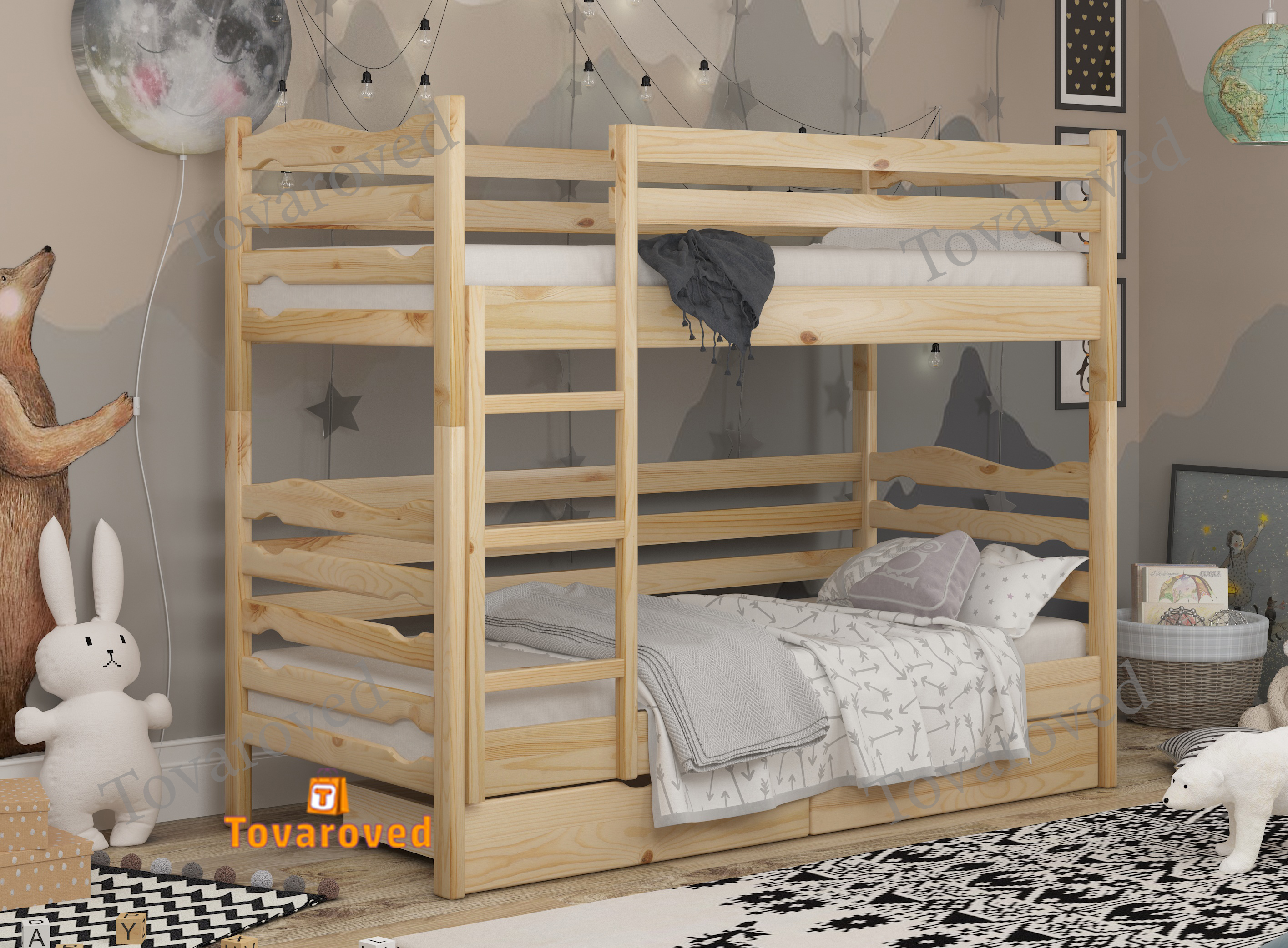 Двухъярусная кровать с Ящиками 90х190 Wellmebely Эрика Трансформер сосна Бук Л6
Двухъярусная кровать с Ящиками 90х190 Wellmebely Эрика Трансформер сосна Бук Л6