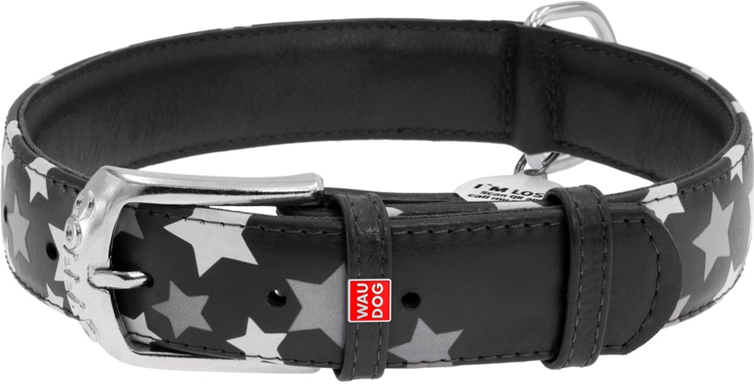 Ошейник для собак кожаный Collar WAUDOG Glamour с QR паспортом, узор "Звёздочка", светящийся/светоотражающий, S, Ш 20 мм, Дл 30-39 см
Ошейник для собак кожаный Collar WAUDOG Glamour с QR паспортом, узор "Звёздочка", светящийся/светоотражающий, S, Ш 20 мм, Дл 30-39 см