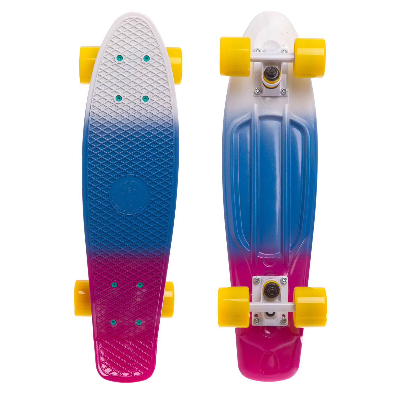 Скейт пенни борд Penny My Go Fish Skateboards COLOR POINT SK-407-3 22" White-Blue-Pink, желтые колеса
Скейт пенни борд Penny My Go Fish Skateboards COLOR POINT SK-407-3 22" White-Blue-Pink, желтые колеса
