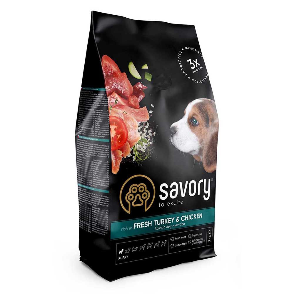 Малозерновой корм Savory Puppy rich in Fresh Turkey & Chicken Свежая Индейка и Курица для щенков всех пород - 12 кг
Малозерновой корм Savory Puppy rich in Fresh Turkey & Chicken Свежая Индейка и Курица для щенков всех пород - 12 кг