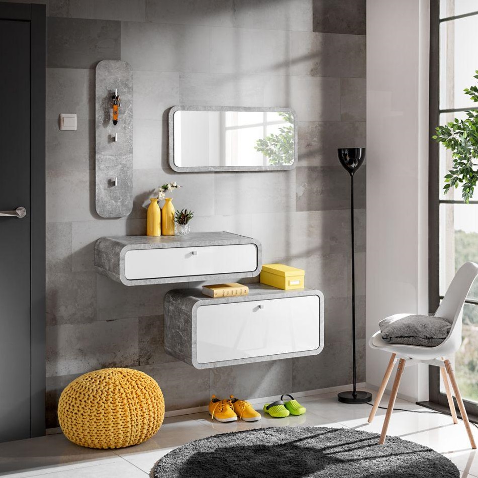 Прихожая из ДСП и МДФ Wally V ASM Meble Серый/Белый 
Прихожая из ДСП и МДФ Wally V ASM Meble Серый/Белый