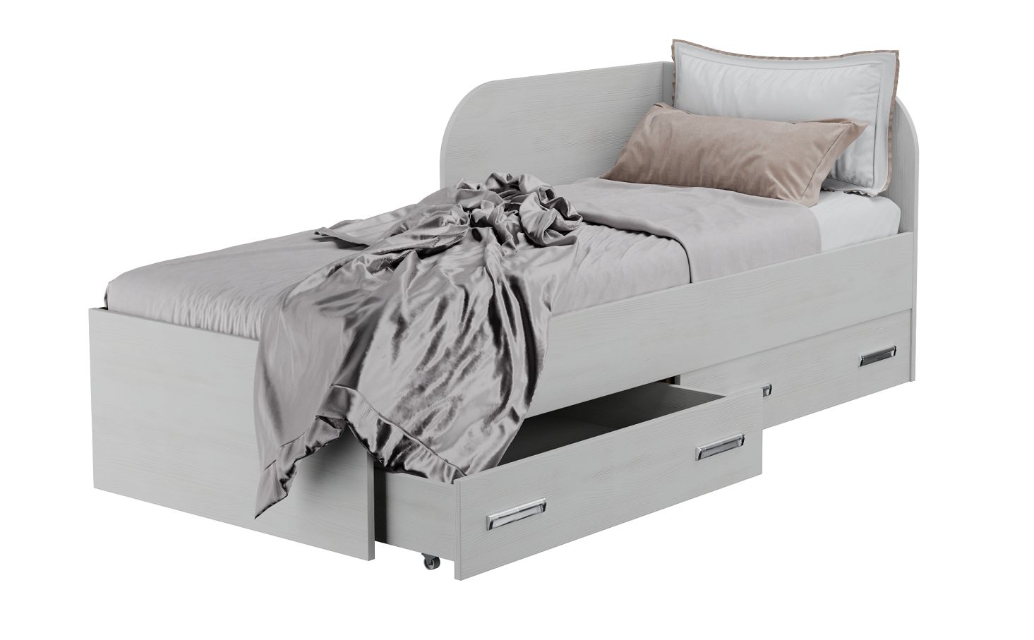 Кровать односпальная с ящиками для белья КАМА Ф MebelLoft 80х200 см белое дерево 0414
Кровать односпальная с ящиками для белья КАМА Ф MebelLoft 80х200 см белое дерево 0414