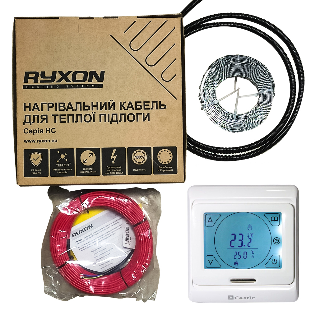 Нагревательный кабель Ryxon HC-20-100 м + сенсорный терморегулятор Castle (10,0-12,5 м2)
Нагревательный кабель Ryxon HC-20-100 м + сенсорный терморегулятор Castle (10,0-12,5 м2)