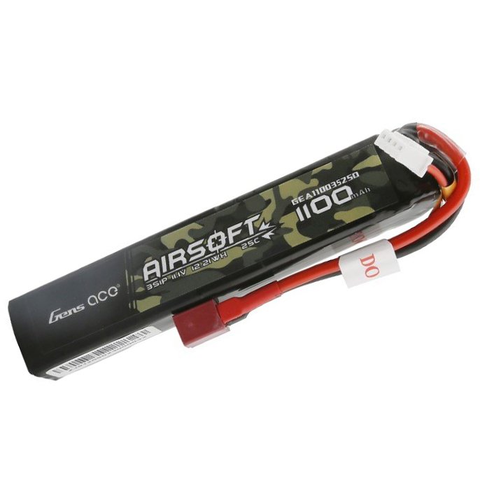 Аккумулятор для страйкбола Gens Ace LiPO 11,1В 1100мАч 3S 25C 103х21х19мм 77г T-Plug Airsoft (GEA11003S25D)
Аккумулятор для страйкбола Gens Ace LiPO 11,1В 1100мАч 3S 25C 103х21х19мм 77г T-Plug Airsoft (GEA11003S25D)