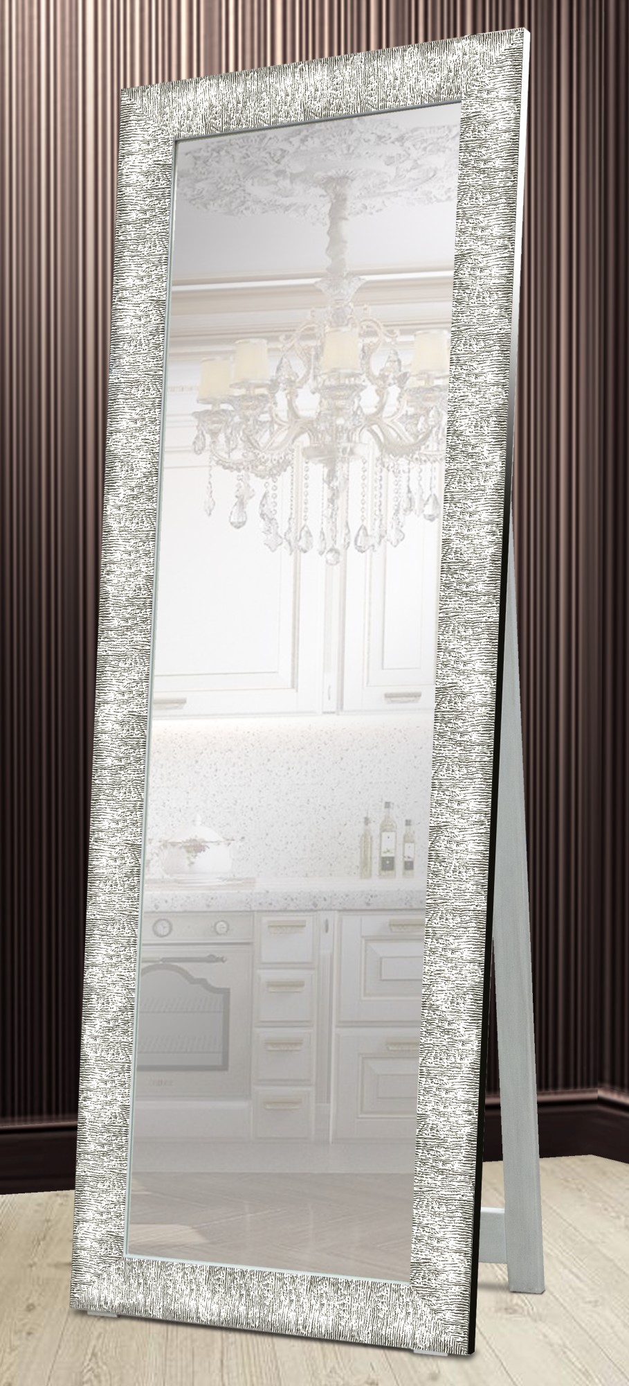 Напольное зеркало в раме в полный рост на деревянной подставке Decorfrom Textured silver 60х174 серебристое
Напольное зеркало в раме в полный рост на деревянной подставке Decorfrom Textured silver 60х174 серебристое