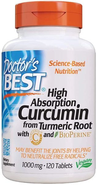 Куркумин High Absorption Curcumin with C3 Complex and BioPerine Doctor's Best 1000 мг 120 таблеток (DB089)
Куркумин High Absorption Curcumin with C3 Complex and BioPerine Doctor's Best 1000 мг 120 таблеток (DB089)