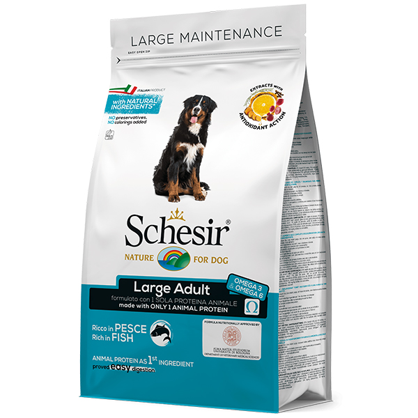 Сухой монопротеиновый корм для взрослых собак крупных пород Schesir Dog Large Adult Fish 12 кг
Сухой монопротеиновый корм для взрослых собак крупных пород Schesir Dog Large Adult Fish 12 кг