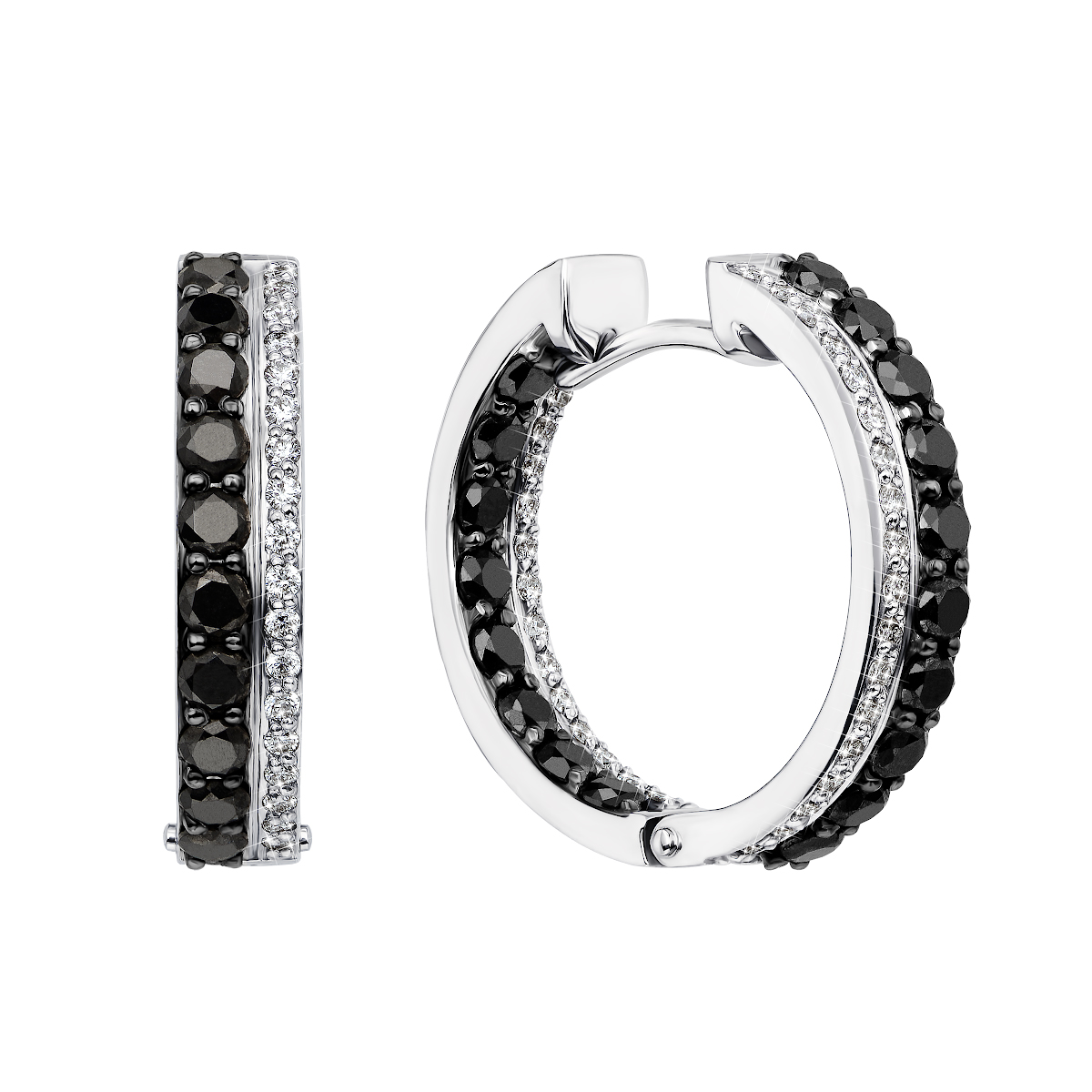 Серьги-конго из белого золота с черными и белыми бриллиантами, d 20mm 000136698
Серьги-конго из белого золота с черными и белыми бриллиантами, d 20mm 000136698