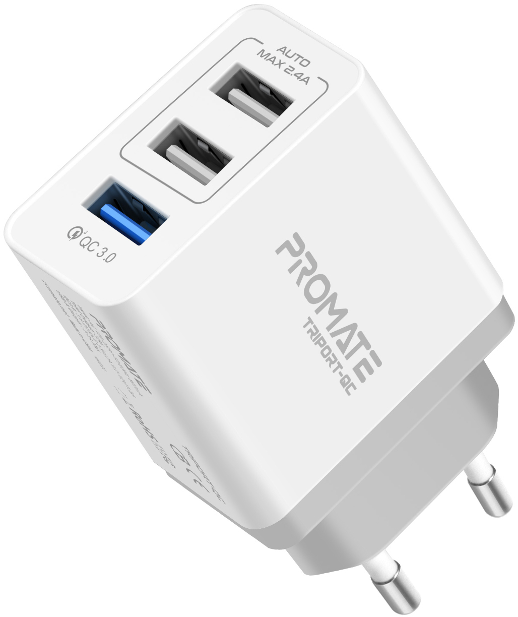 Сетевое зарядное устройство Promate TriPort-QC 30 Вт USB QC 3.0 + 2 USB White (triport-qc.white)
Сетевое зарядное устройство Promate TriPort-QC 30 Вт USB QC 3.0 + 2 USB White (triport-qc.white)
