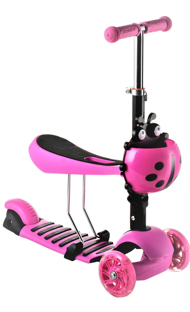 Дитячий самокат Scooter триколісний 5в1 з батьківською ручкою Божа корівка Колір Рожевий
Дитячий самокат Scooter триколісний 5в1 з батьківською ручкою Божа корівка Колір Рожевий